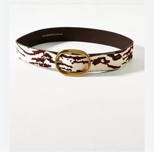 Anthropologie Gold Buckle Brown and Cream Belt